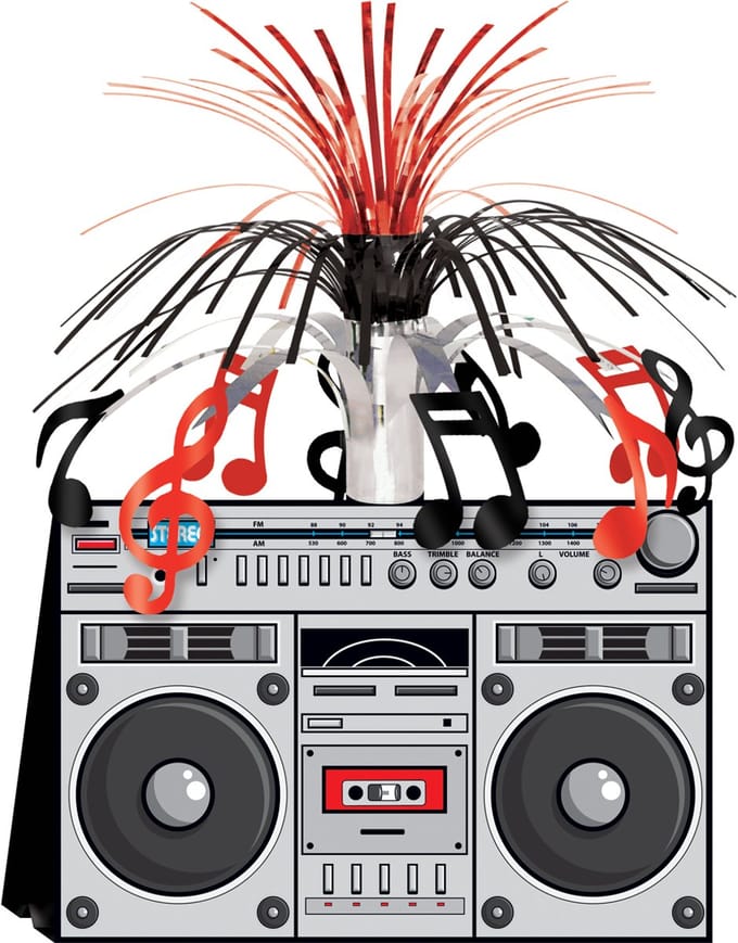 360 DEGREES - Jaren 80 Ghetto-blaster Boombox Tafeldecoratie
