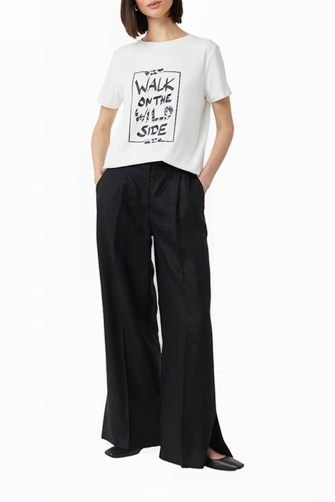 comma - female - T-shirt van katoenmix met print op de voorkant