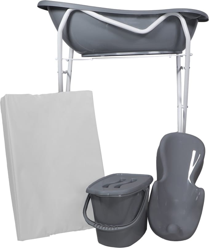 MamaLoes Grijs Badset Incl. Witte Badstandaard
