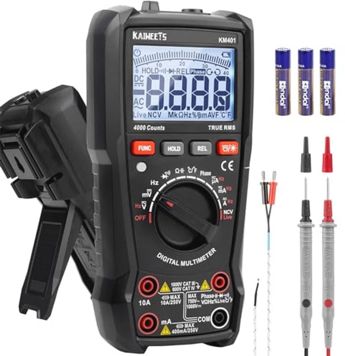 Digitale multimeter 4000 counts - True RMS, meet spanning, stroom, weerstand, continuïteit en frequentie