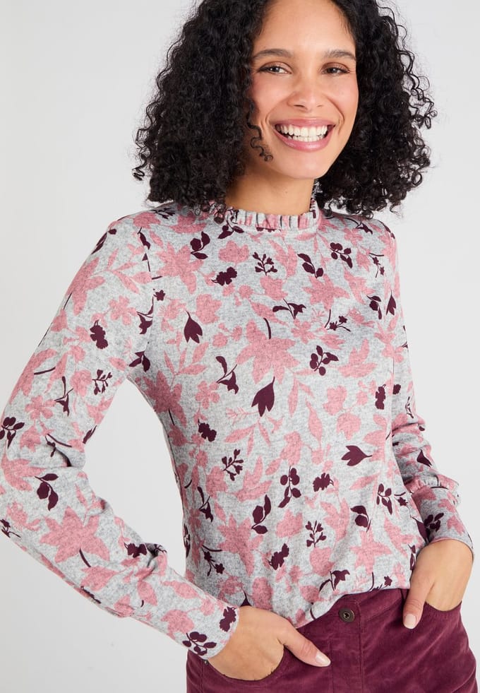 Damart - T-shirt col volanté maille chaude - Dames - Roze - M