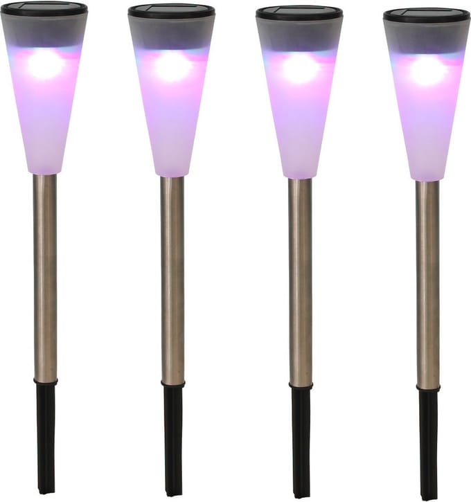 Tuinverlichting prikspot - LED - gekleurd - RVS - 36 cm - solarlamp - tuinlampen - solar