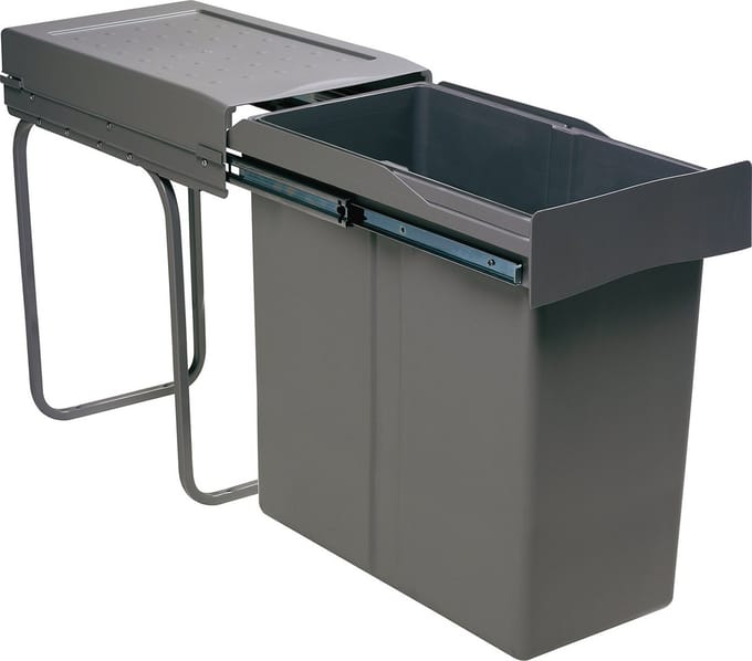 Prullenbak 40 liter vuilbak achter deur - grijs