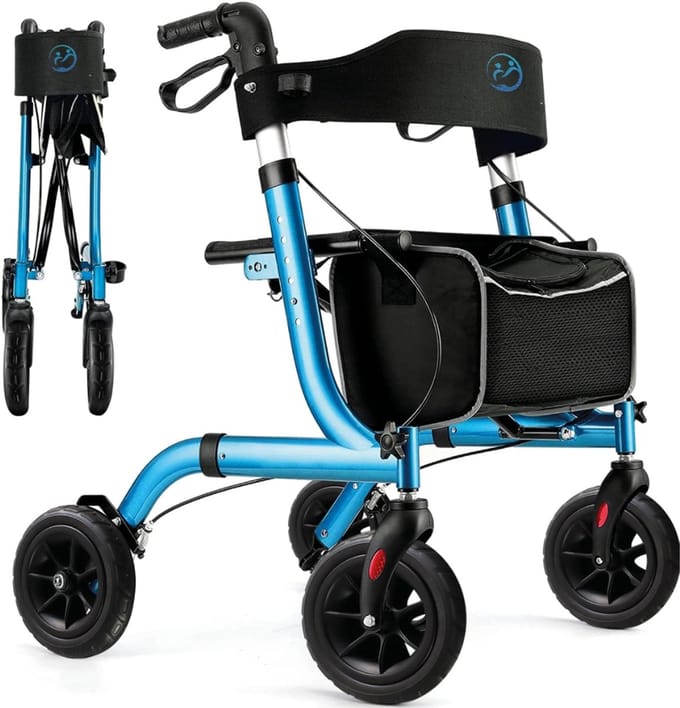 REN® Rollator Lichtgewicht en Opvouwbaar - Rollator lichtgewicht - Rollator - Blauw - 70cm x 61cm x 95cm