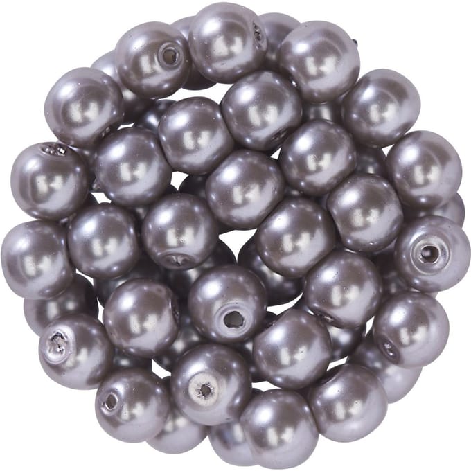 Glazen waskralen, Ø 6 mm, 55 stuks - Donkergrijs
