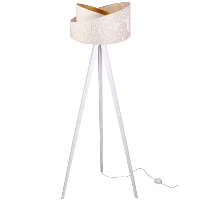 Light-Home WERONA - Vloerlamp - Tripod - Hout - Stoffen Lampenkap - Wit