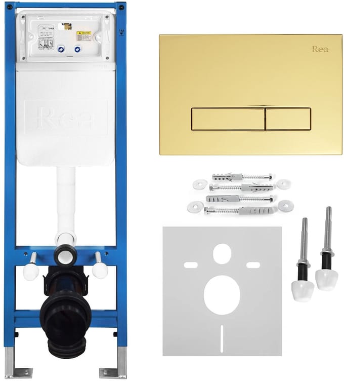 Rea - Inbouwframe Set Voor Wc Slim 024n Met Hd Gold Bedieningsplaat