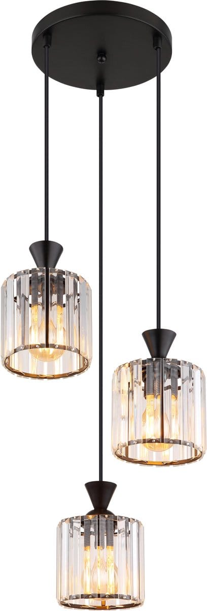 Globo - hanglamp - JORDANA - zwart - glas - Ø 32cm - E27 - 15742-3