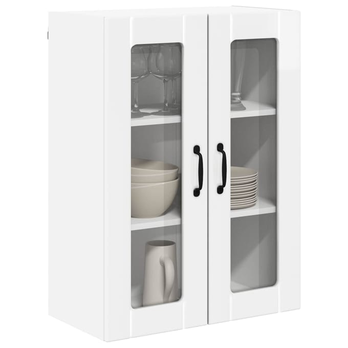 vidaXL - Wandglas - Kasten - LUCCA - Hoogglans - Wit - 60 - x - 31 - x - 80 - cm