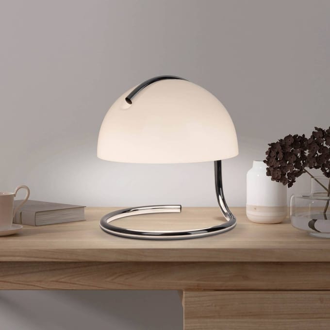 Näve Burano tafellamp, wit, hoogte 25 cm, glas/metaal, E27