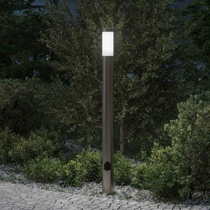 vidaXL Bolderarmatuur met stopcontact 110 cm RVS IP44