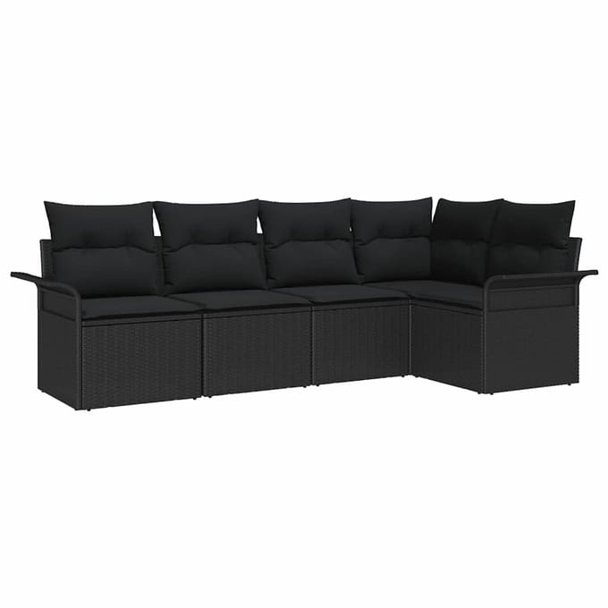 vidaXL - Tuinbank - Set - 5 - st - Zwart - poly - rattan