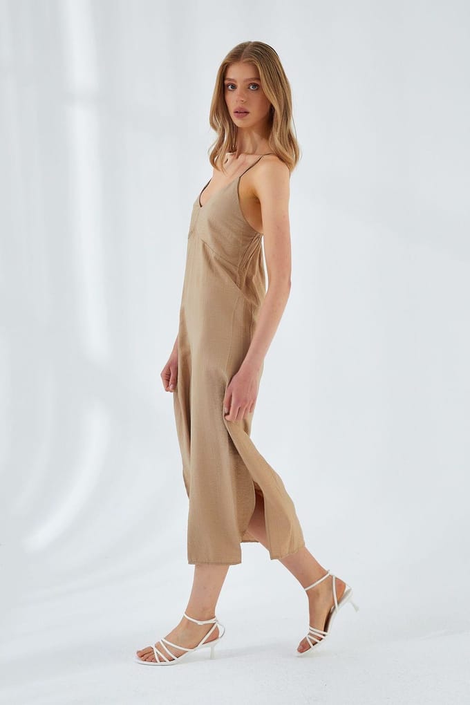 V-hals Split Midi-jurk