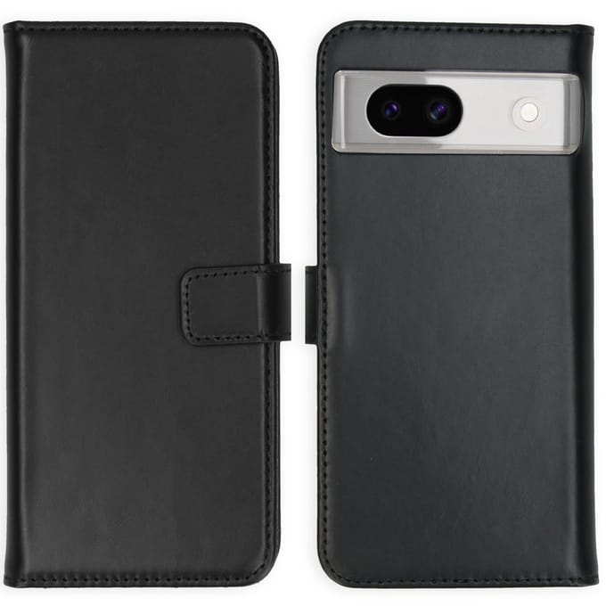Selencia Hoesje - Geschikt voor Google Pixel 8a - Echt Lederen Bookcase - Zwart