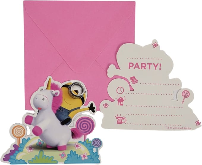 Despicable me Minions Uitnodigingen Unicorn 6st
