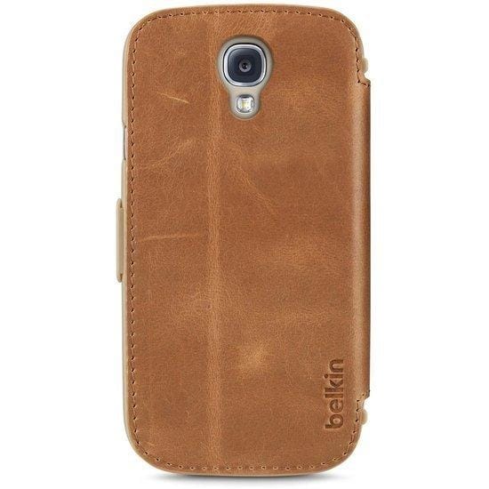 Premium Leather Folio - Coaster Tan voor Galaxy S4