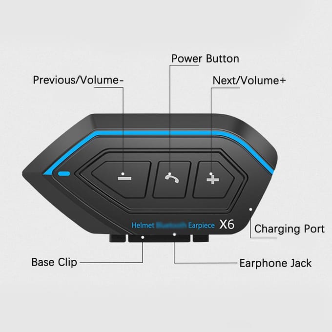 Motorhelm Headset BT5.0 Waterdicht Helm Intercom Hoofdtelefoon Ruisonderdrukking Ondersteuning zwart