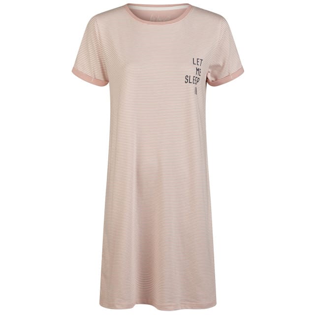 By Louise Essential Dames Nachthemd Korte Mouw Gestreept Roze - Maat L