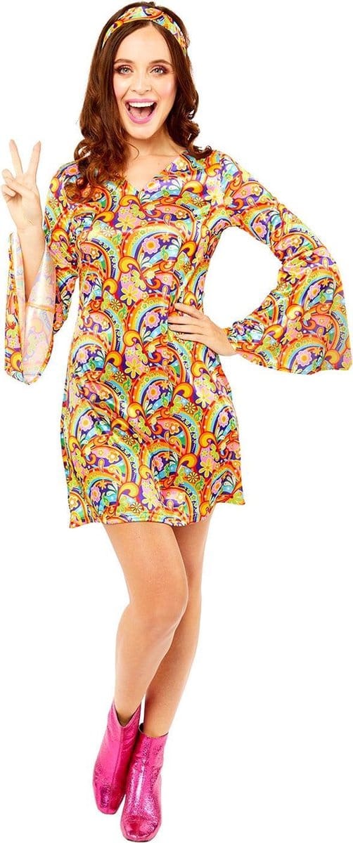 Amscan Verkleedjurk Rainbow Hippie Dames Polyester Maat M/l