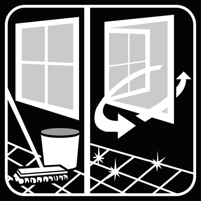 Na gebruik ruimte ventileren sticker 300 x 300 mm