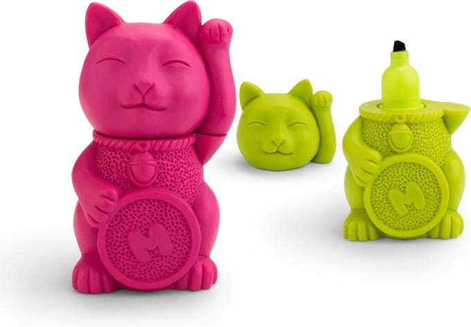 Mustard Desktop Markeerstift - Lucky Cat - Pink