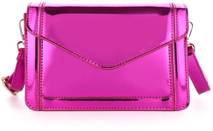 Metallic schoudertasje- FUSHIA