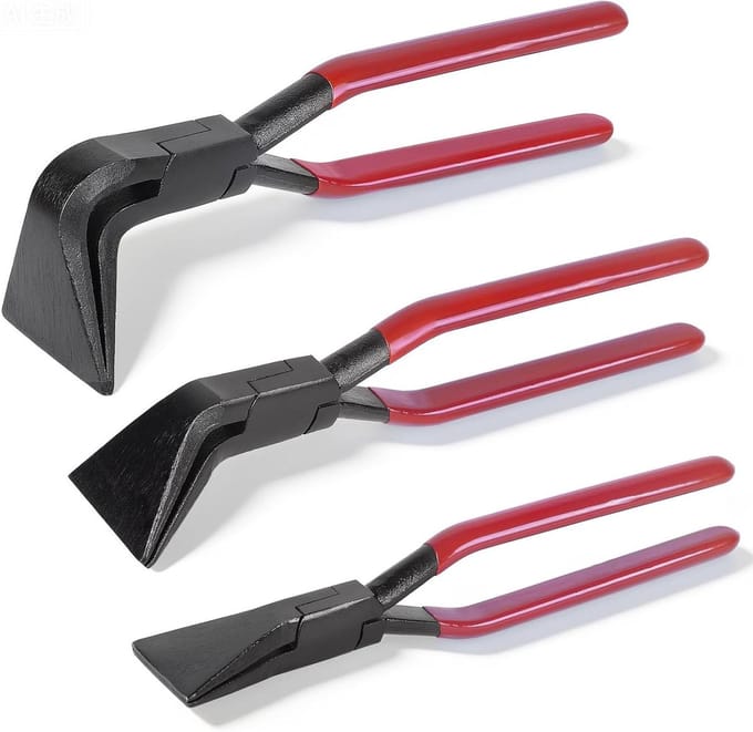 Handmatige blikken buigmachine - Buigtang set - Metaal buigen - Drie hoeken - 60 mm bekbreedte - Rood