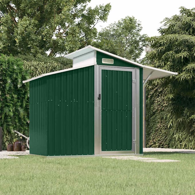 vidaXL - Tuinschuur - 270x130x208,5 - cm - gegalvaniseerd - staal - groen