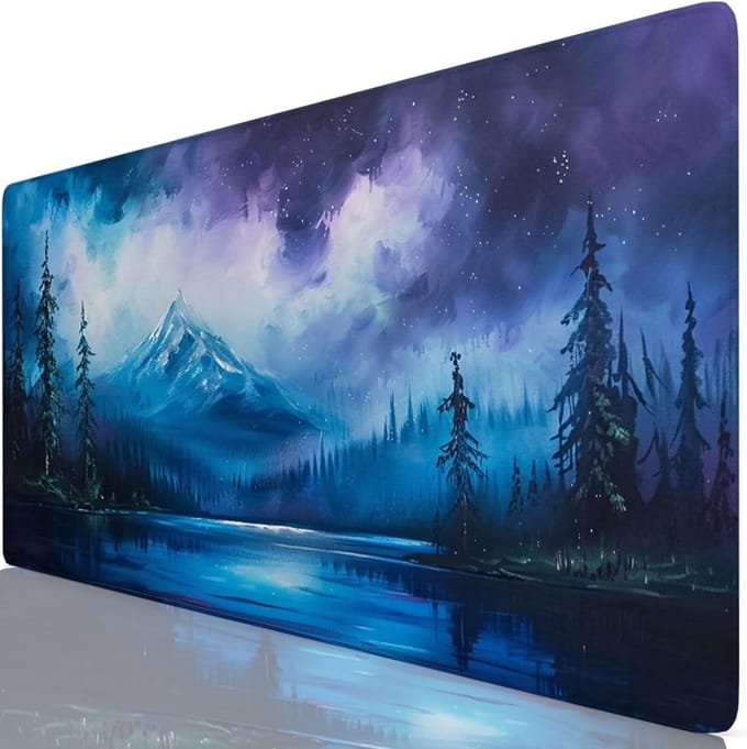 Grote Muismat - Bureauonderlegger - Gaming Kantoor - Gestikte Randen - 100x50cm - Abstract Paars
