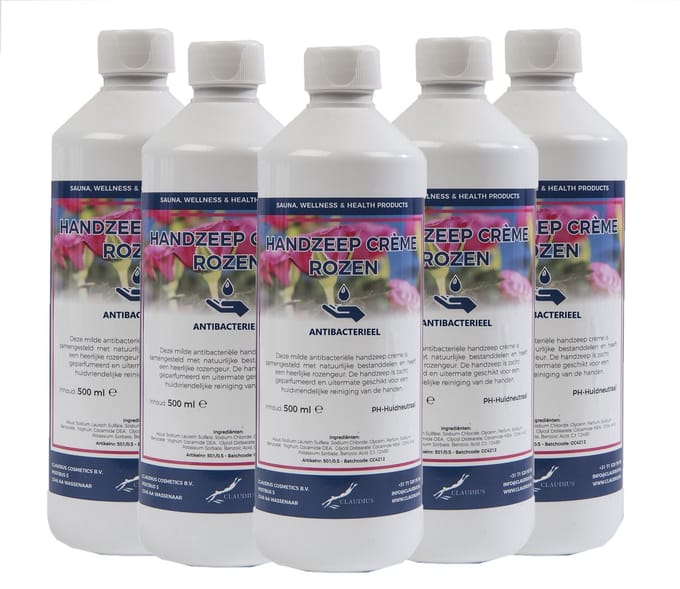 Handzeep Crème Rozen 500 ml - set van 5 stuks - Voordeelverpakking