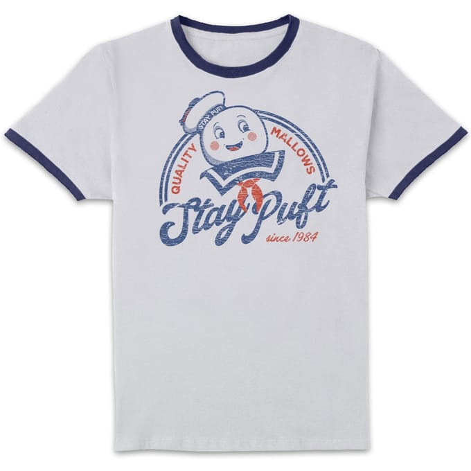 Ghostbusters Stay Puft Unisex Ringer T-Shirt - White/Navy - S