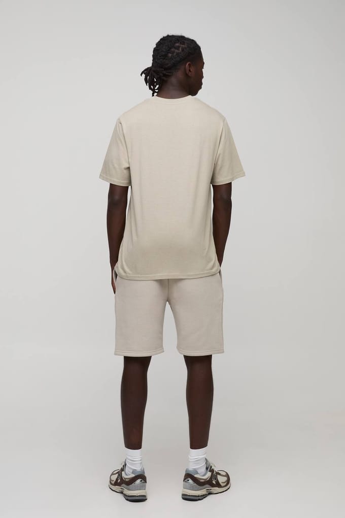 Loose Fit Mid Length Essential Shorts | Stone | Size Medium