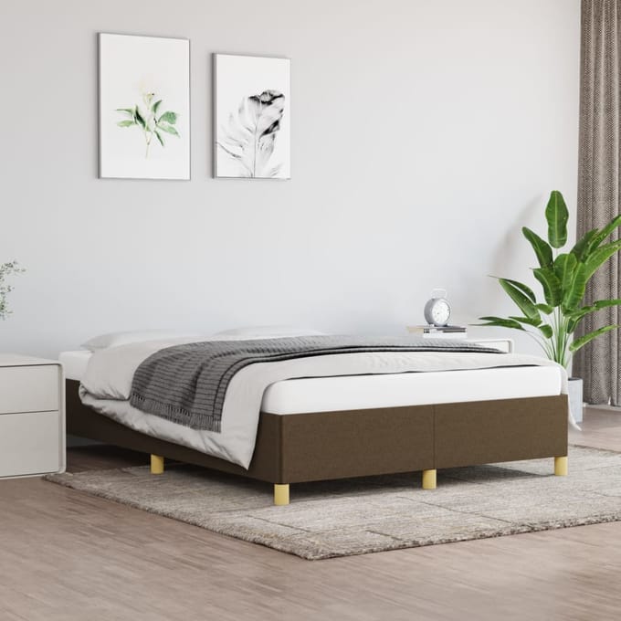 vidaXL - Bedframe - zonder - matras - stof - donkerbruin - 140x200 - cm