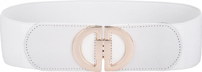 Amodi - Dames riem met Mooie Gesp - Elastische Damesriem - Stretch - Modern - Jurk - Jas - Vest - Colbert - Tailleriem - Mode - Wit