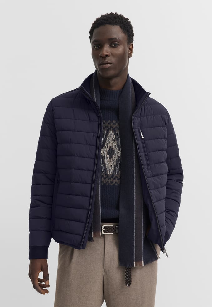 Bugatti Herren Blouson met stretch en gewatteerd effect, opstaande kraag