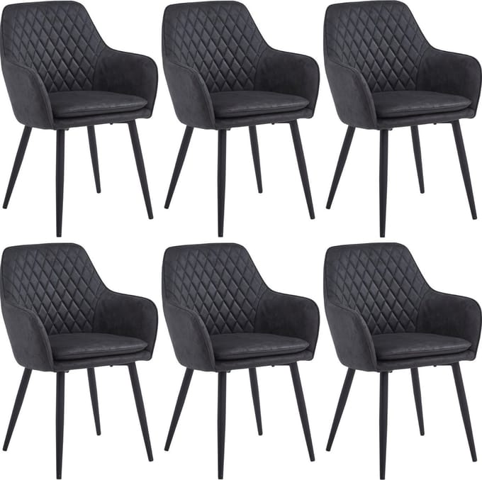 Colenis® - Laura Eetkamerstoel - Set Van 6 - Grijs - Microfiber Stof - Design