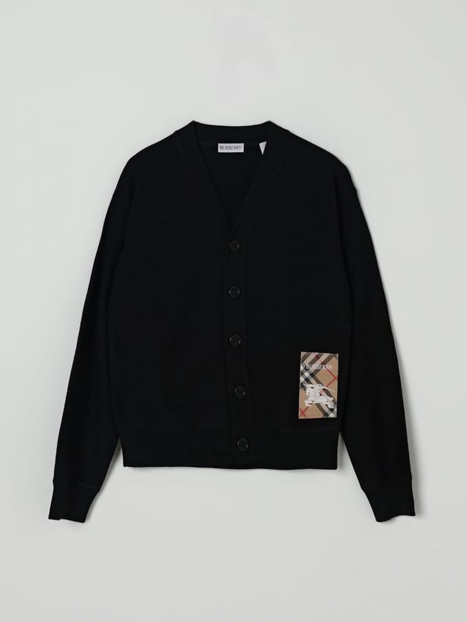 Burberry Junior Rome fijngebreid vest van wol - Zwart - Maat 128