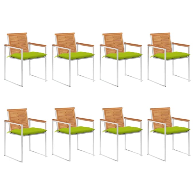 vidaXL - Tuinstoelen - 8 - st - met - kussens - massief - acaciahout