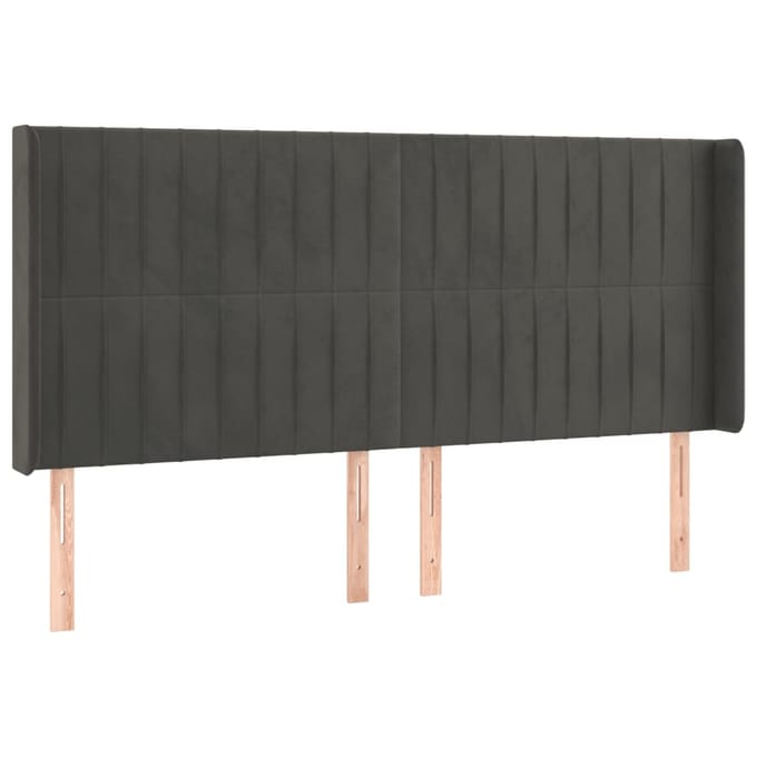 vidaXL - Hoofdbord - LED - 183x16x118/128 - cm - fluweel - donkergrijs