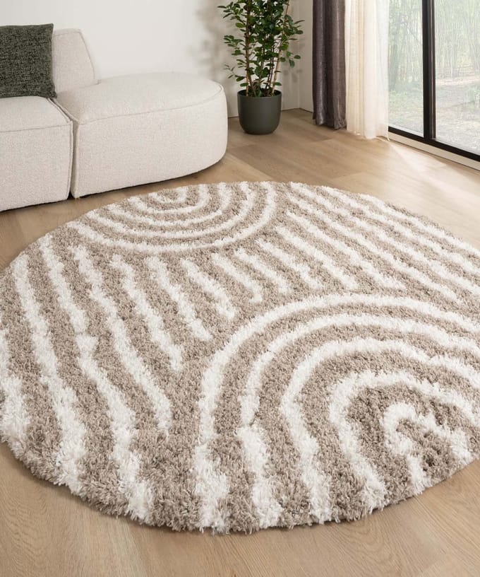 Scandinavisch vloerkleed rond - Cozy Arch beige 300