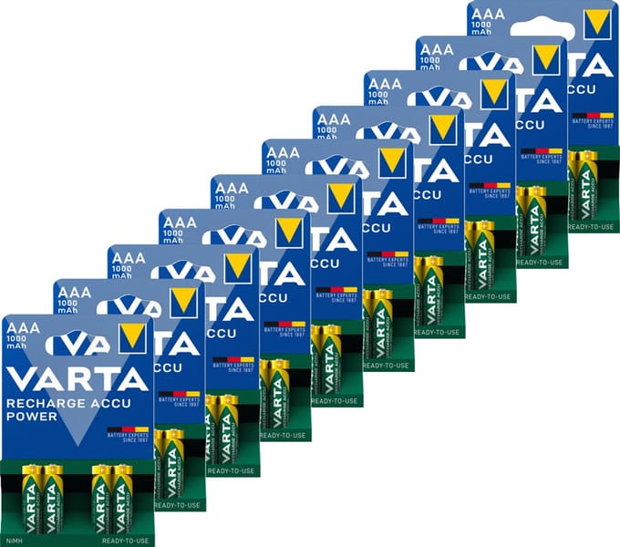Varta oplaadbare batterijen NiMH - 1000 mAh AAA - 40 stuks