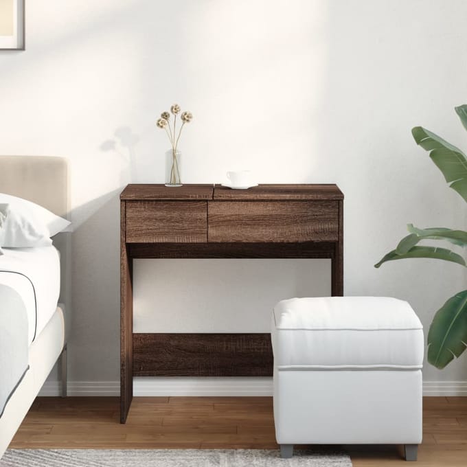 vidaXL - Kaptafel - met - spiegel - 73x46,5x120 - cm - bruin - eikenkleurig