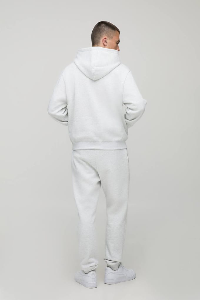 Basis hoodie in een boxy pasvorm, om over het hoofd te trekken | Grey Marl | Size Large