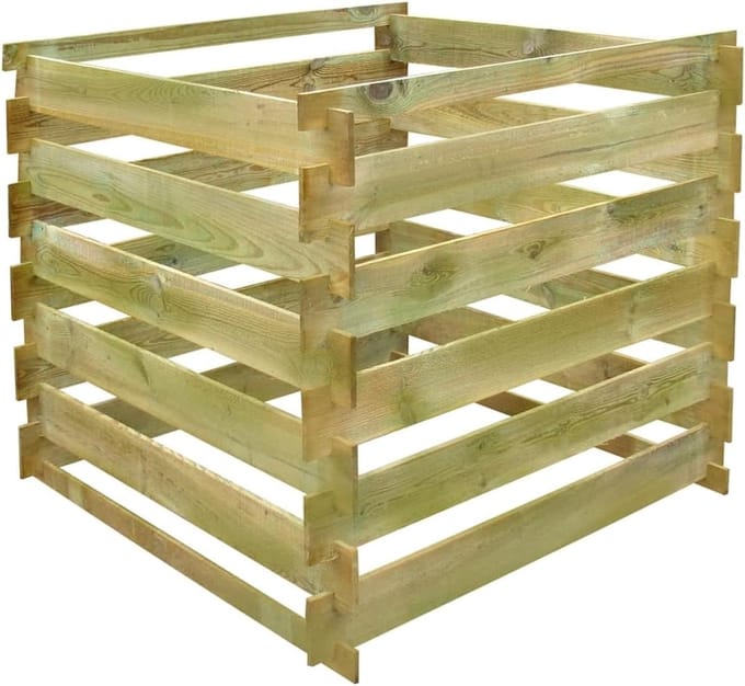 Houten Compostbak - Compostvat van Geïmpregneerd Grenenhout - Duurzame Tuincomposter - 0,54 m³ - 90 x 90 x 85 cm