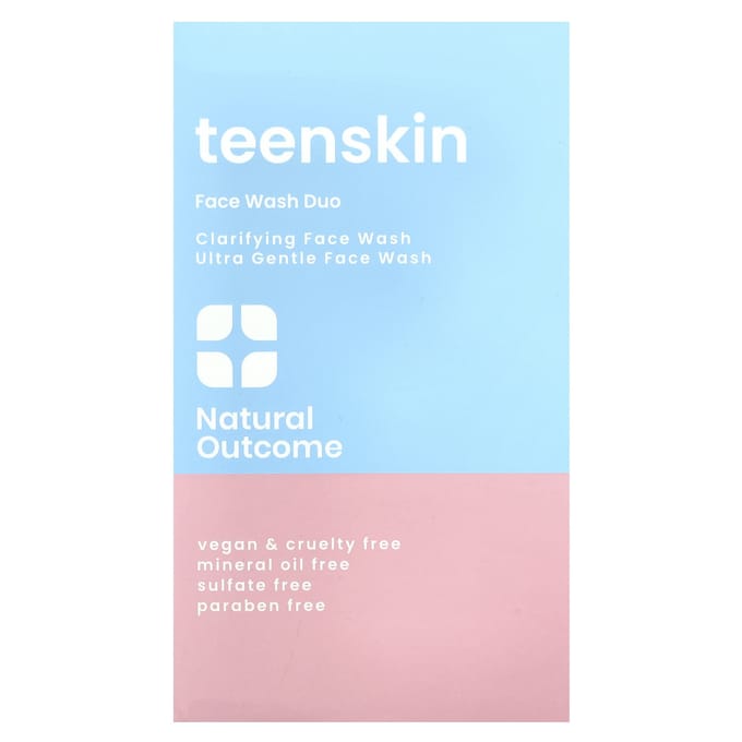 Natural Outcome, TeenSkin, Duo Nettoyant Visage, Nettoyant Visage Clarifiant, 1 set, 150 ml (5 onces) chaque white