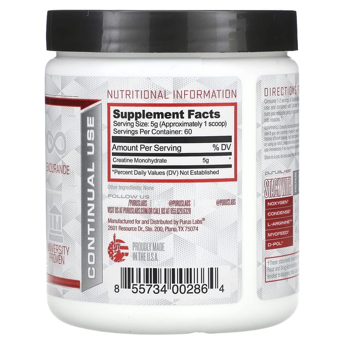 Purus Labs, Série Foundation, Créatine, 10,6 oz (300 grammes)