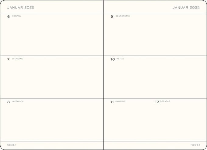Weekkalender 2025 Medium A5 Hardcover - 18 Maanden Planner, Lijn, Port Red
