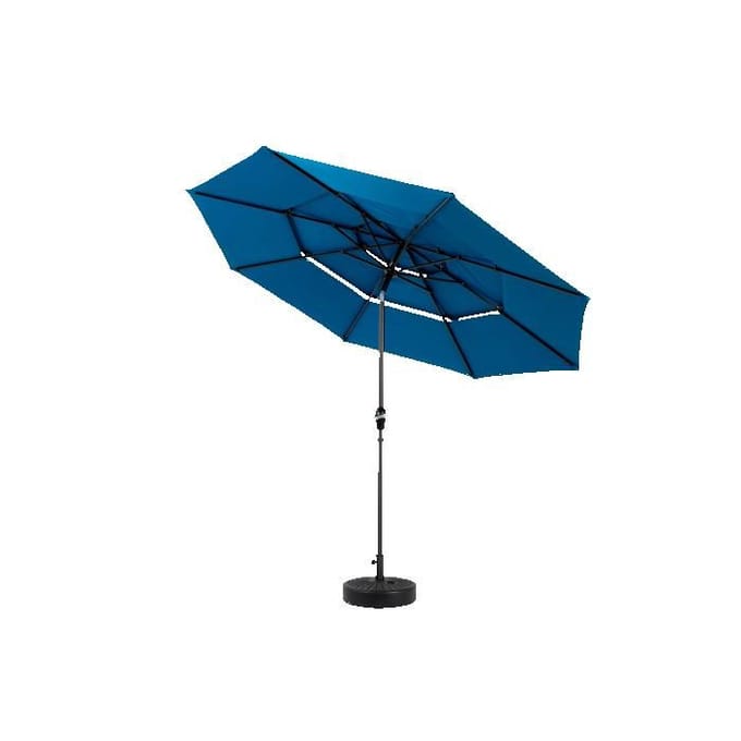 Parasol d'extérieur - MUVOE - Double face - Rectangulaire 4,5 m - Manivelle - Anti‑UV imperméable bleu