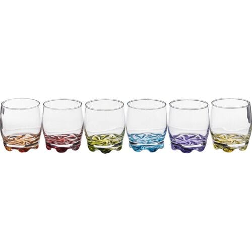 Waterglas gekleurd  set van 6 stuks .Drinkglas met gekleurde bodem. 310ml