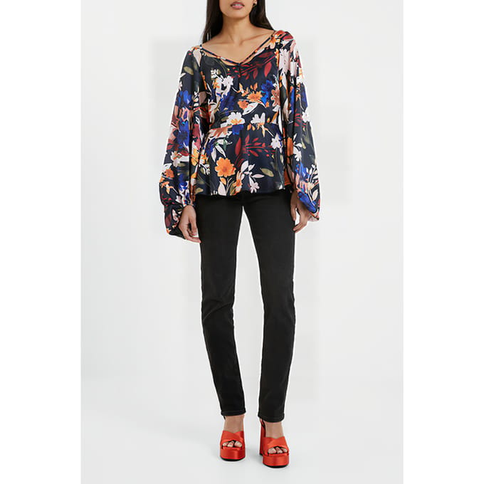 French Connection Brooke Aleeya Satin Top Black Größe: 10 | Blusen Outlet | Damen | Schwarz
